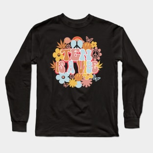 10th Birthday Retro Groovy Shirt, Ten Is a Vibe 10 Year Old Birthday Long Sleeve T-Shirt